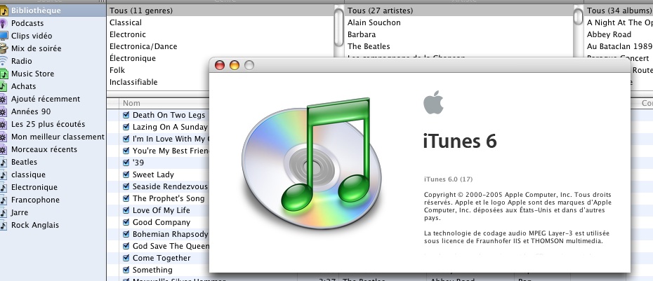 itunes 6 sous MacOS-X